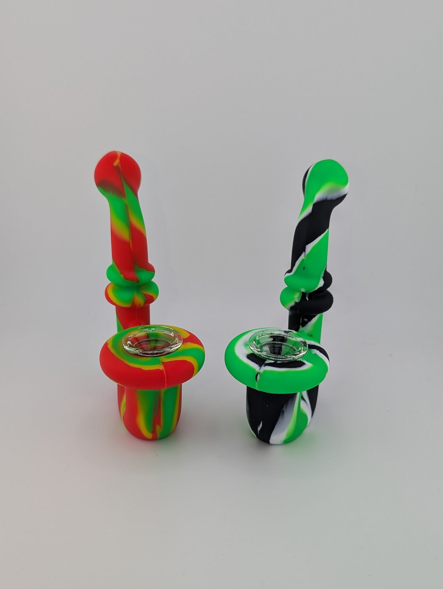 6" Sherlock Silicone Bubbler Hand Pipe W/Glass Bowl-Assorted Colors