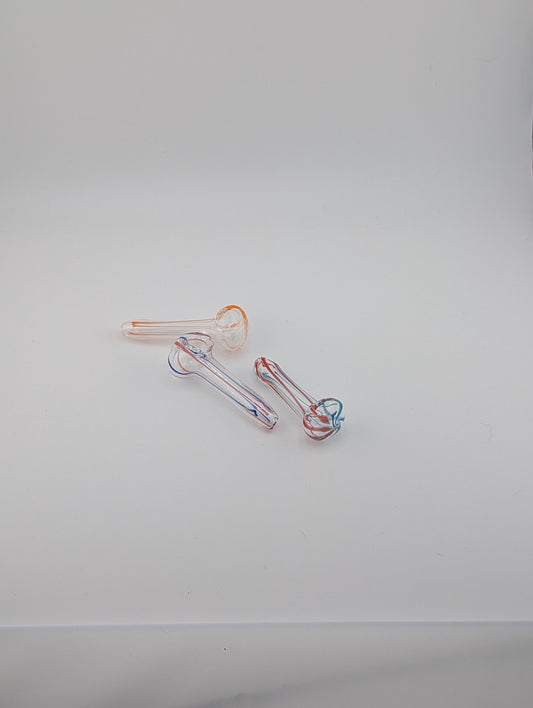 3" Thin Wig Wag Glass Hand Pipe-Assorted Colors